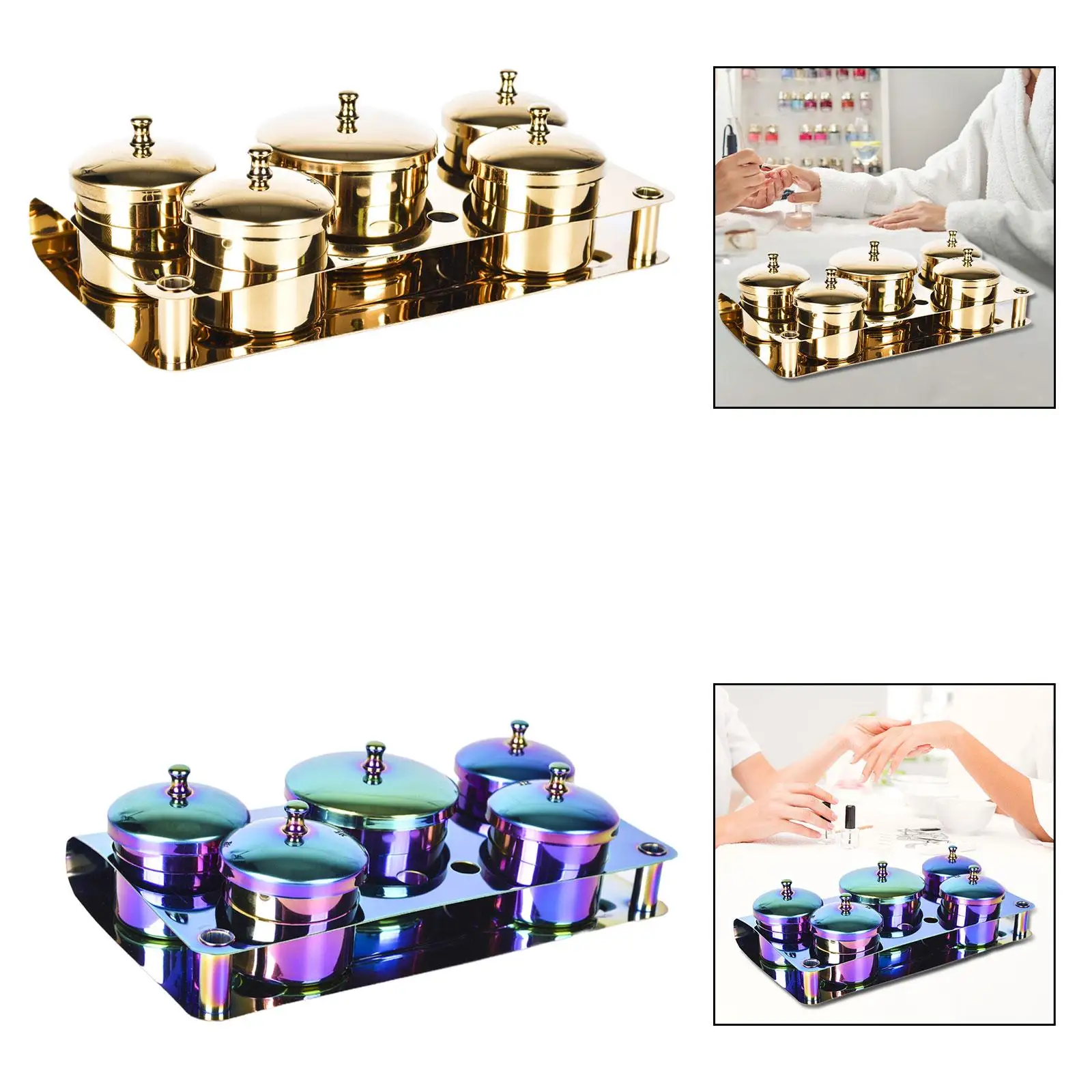 5x Nagelschale mit Deckel Design Tools Metall Acryl Flüssigpulverschale für