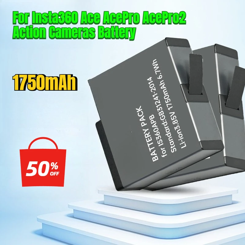 

1750mAh for Insta360 Ace AcePro AcePro2 Action Cameras Battery