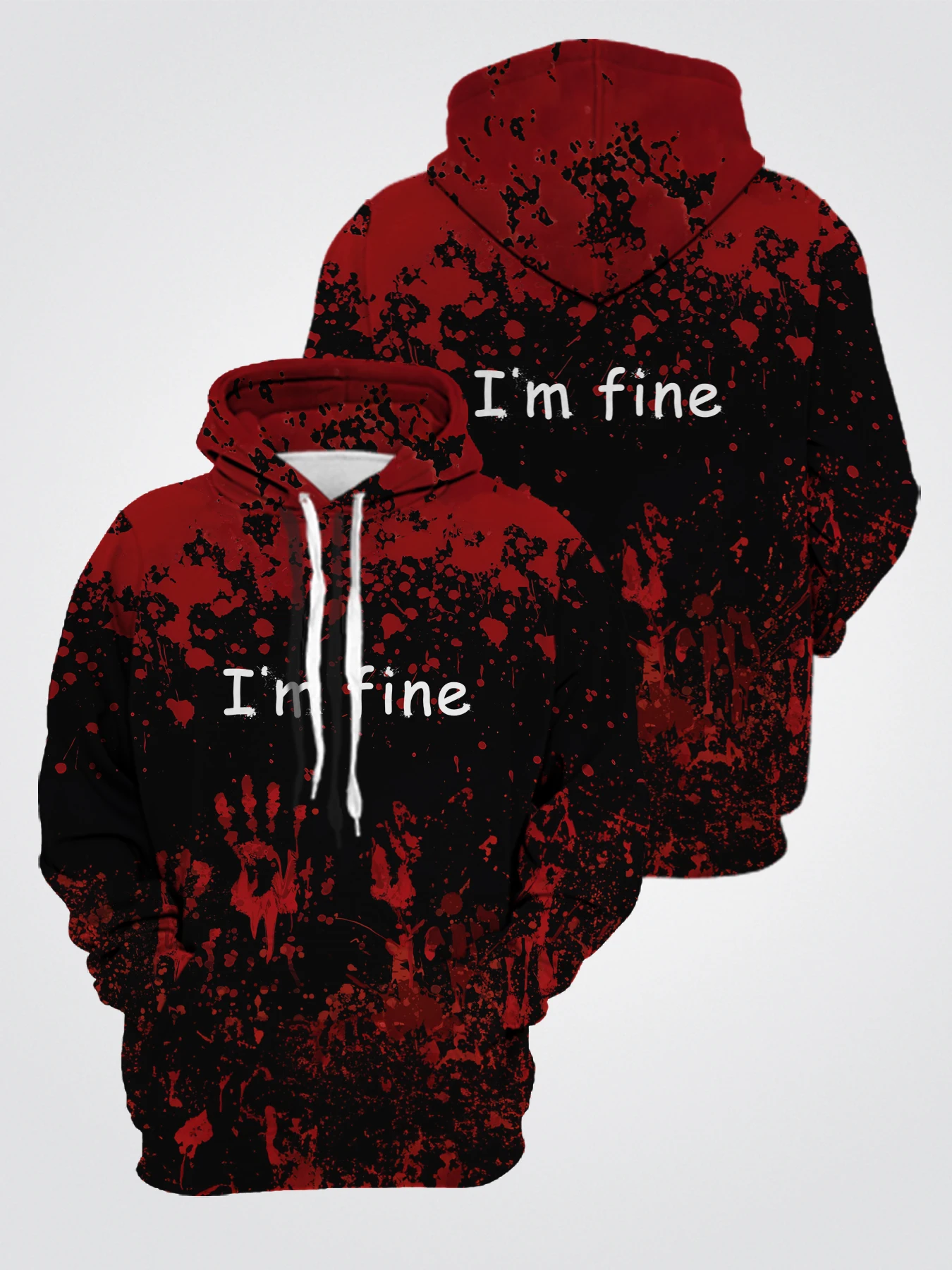 3D Digital Printed Halloween Blood Fashion Printed Blood Handprint Spring Autumn Long Sleeve Hoodie Men's Clothing Unisex Tops