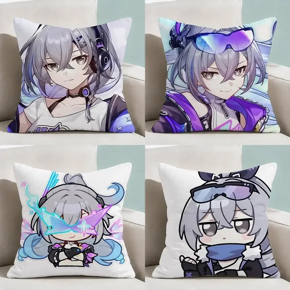 Gaming Honkai Star Rail Silver Wolf Chibi Cushion Cover Throw Pillow Soft Short Plush Durable Colorfast Sofa Bedroom Home Decor