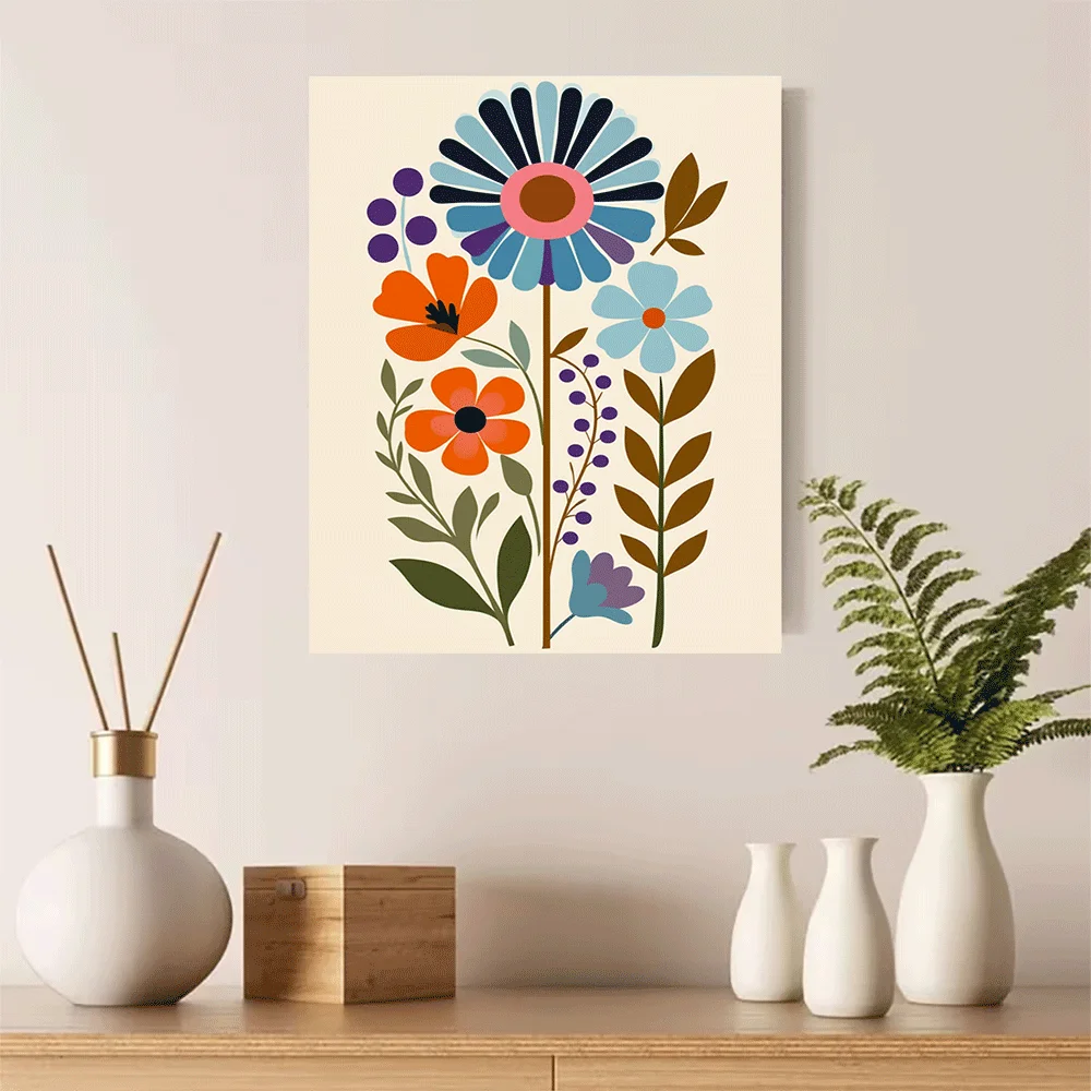 1PC-Canvas poster Unframed Abstract Floral Art Print Modern Botanical Wall Decor Colorful Flower Home Interior Painting summer
