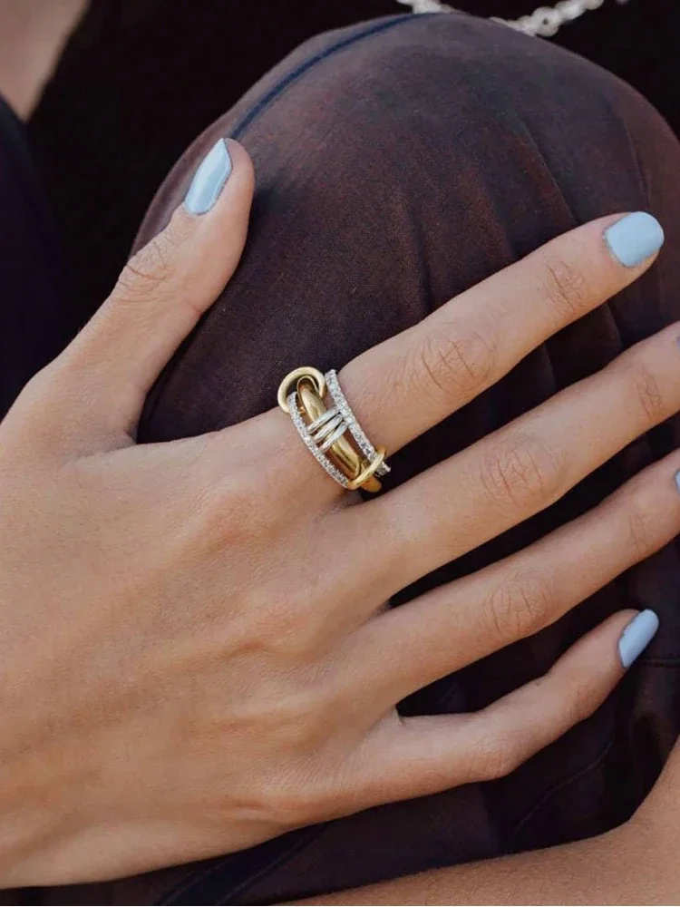 925 فضة فاخر متعدد المستويات من الزركون المتشابك للنساء الحياة اليومية موضة عالية الجودة غرامة مجوهرات #4