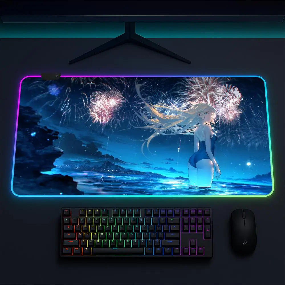 

Summer Time Rendering Mouse Pad Anime Gaming Mouse Pad LED Table Pads Backlit Rubber Desktop XXL RGB Desk Mats