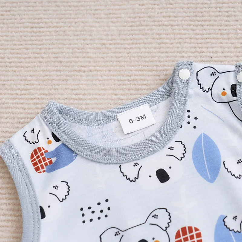 0-36M Summer Newborn Round Neck Sleeveless Tank Top jumpsuit Cute Koala Comfortable and Breathable Soft Baby Boys and Girls