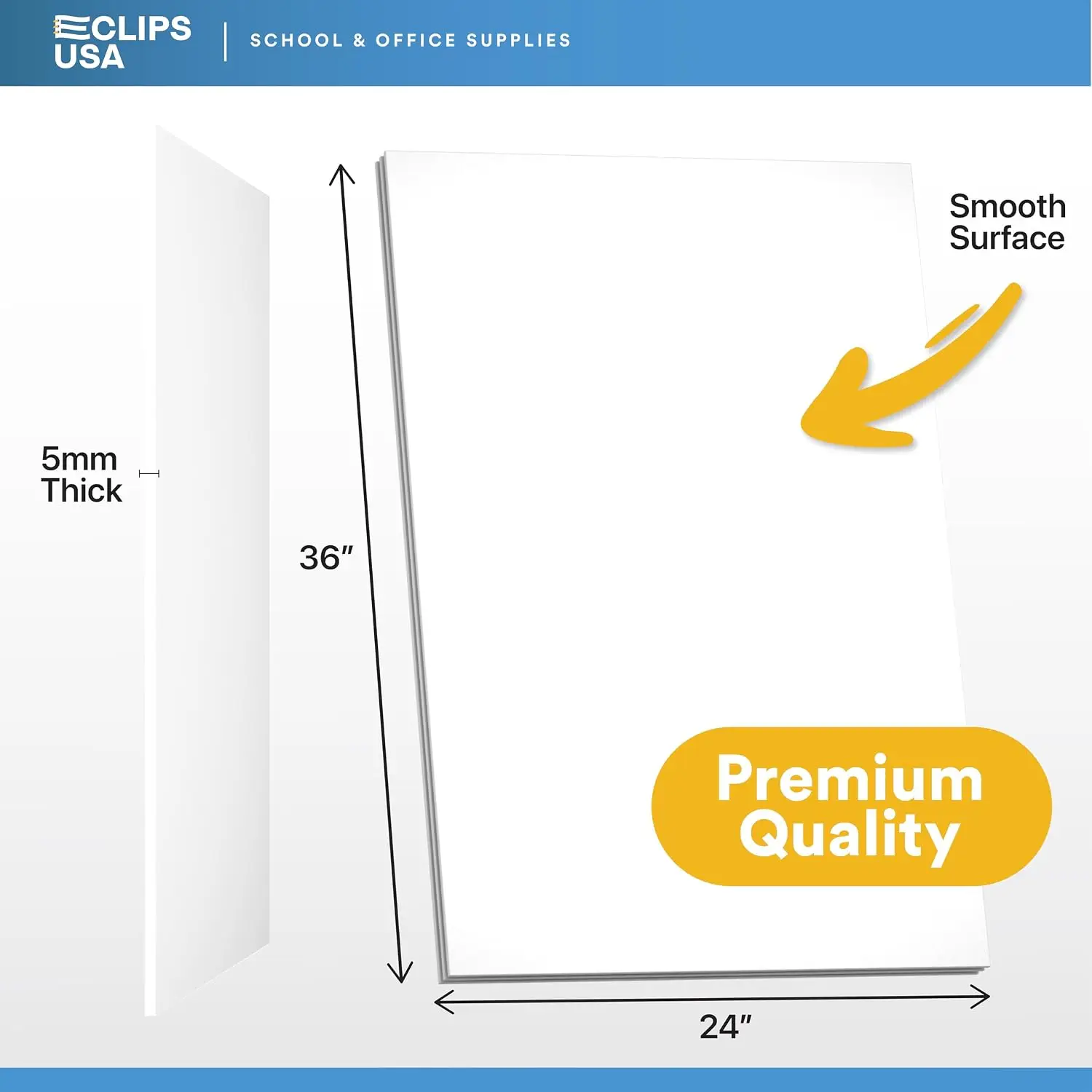 White Foam Board 24”x36”x0.20” (5mm) Thick Foam Core Board Large Foam Poster Board for Painting Displaying and Craft Projects (12 Pack)