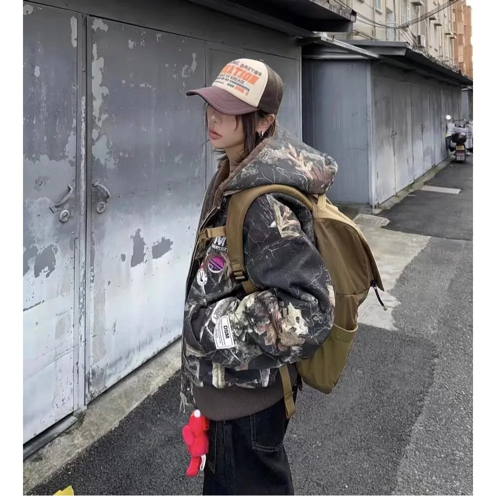 

Мужская джинсовая куртка с капюшоном Thiened Fce на подкладке, винтажная повседневная верхняя одежда большого размера, американское осенне-зимнее пальто