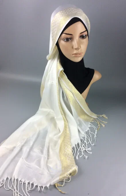 Glitter Shimmer Fringe Viscose Long Scarf Shawl High Quality Head Wrap Pashmina Stole Bufandas Muslim Women Hijab Scarves Mujer