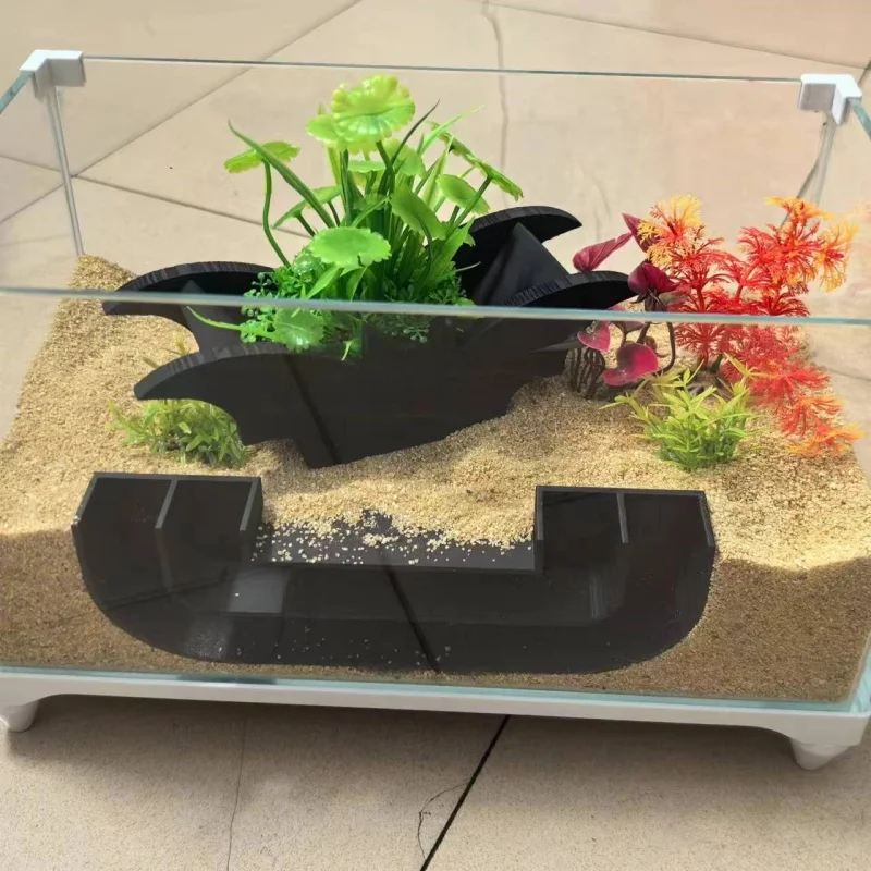 كهف حوض أسماك الزينة تحت الأرض ، نفق مزدوج ، تربية الحيوانات الأليفة المائية ، تزيين الألعاب والراحة