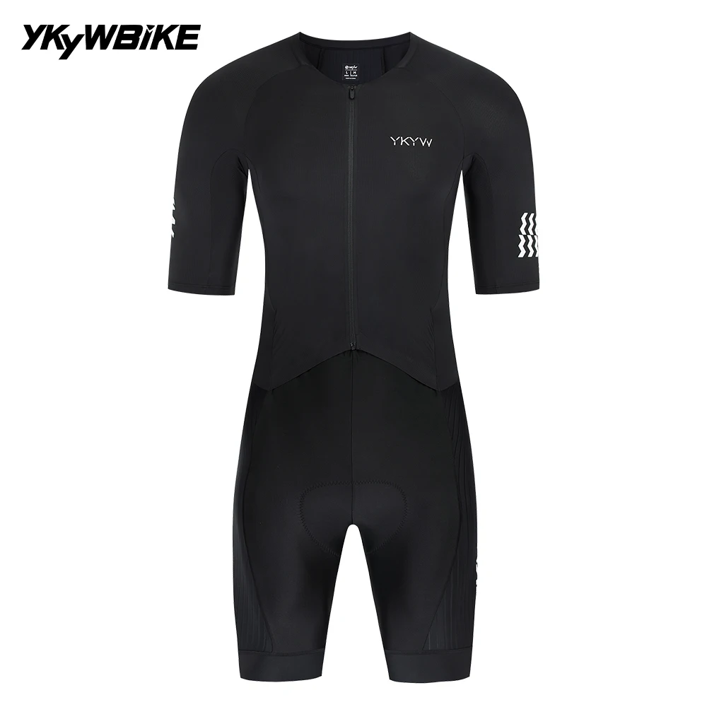 YKYWBIKE Herren Aero Radsport-Skinsuit Kurzarm Einteiler Rennrad-Rennanzug Atmungsaktiv Schnelltrocknend Ropa Ciclismo MTB Set