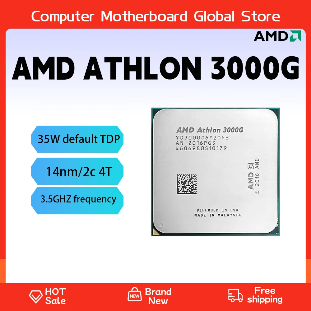 

Новый AMD-3000G процессор CPU Quad-Thread, используется, Athlon, X2-3000G, 3,5 ГГц, двухъядерный, Soquete AM4, yd3000c6ofh