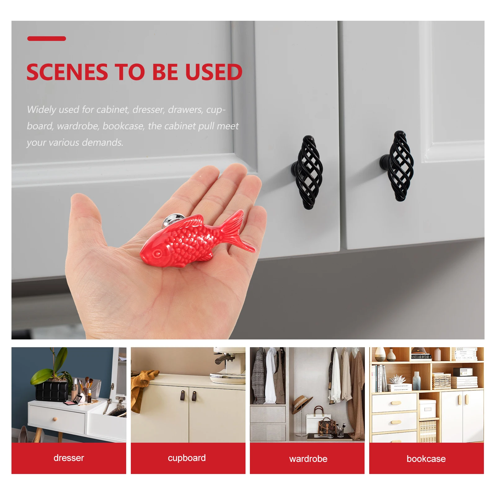 

2Pcs Cartoon Grass Carp Ceramic Cabinet Knobs Kitchen Dresser Drawer Handles Decorative Cute Single Hole Knob Single Hole Handle