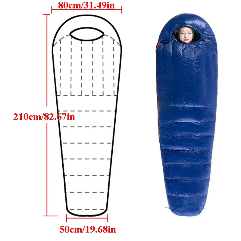 Filling 1500g/1800g/2000g Goose Down Adult Mummy Sleeping Bag Ultralight Thickened Warm 20D Waterproof Outdoor Camping Cold