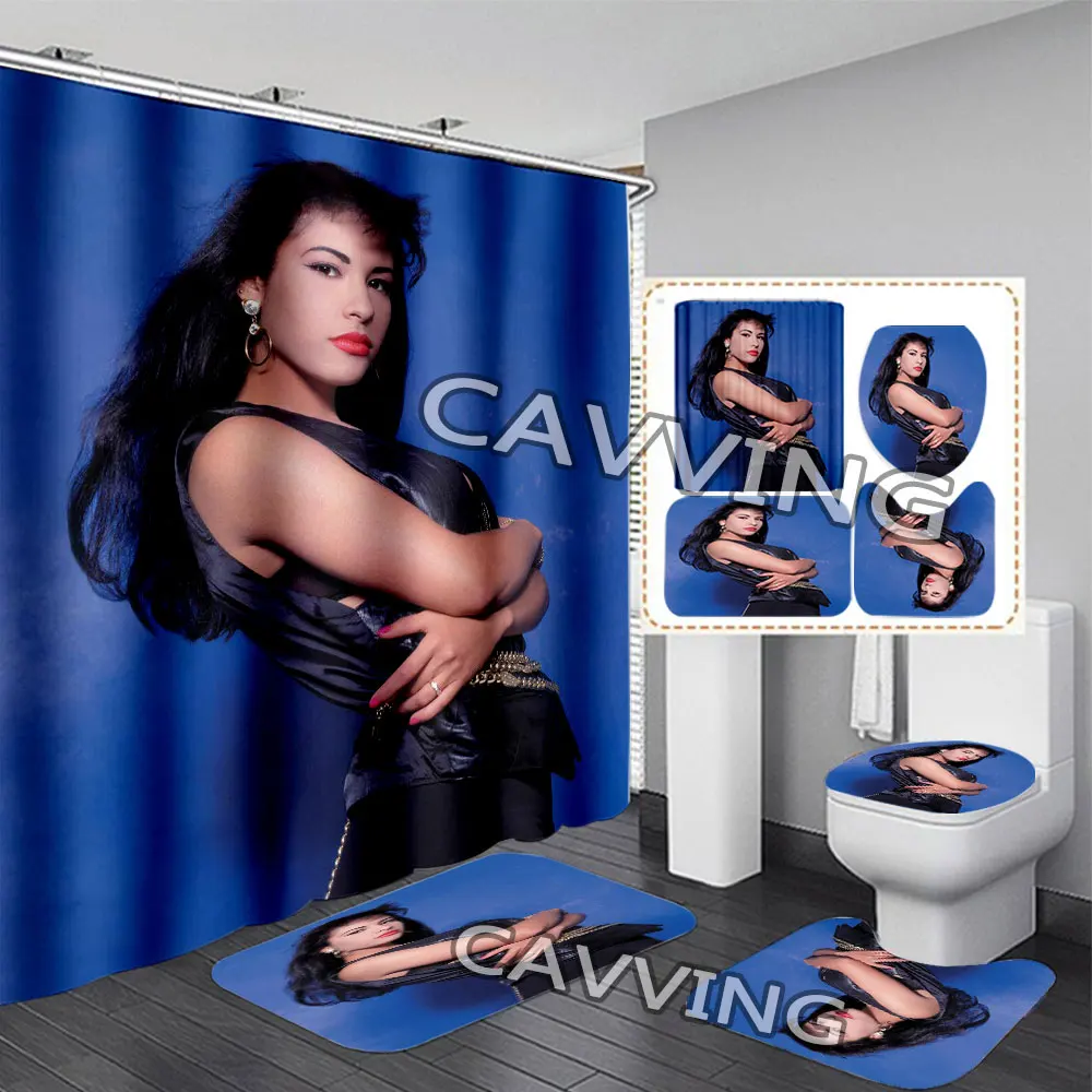 

Selena Quintanilla 3D Shower Curtains Waterproof Bathroom Curtain Anti-slip Bath Mat Set Toilet Rugs Carpet Home Decor