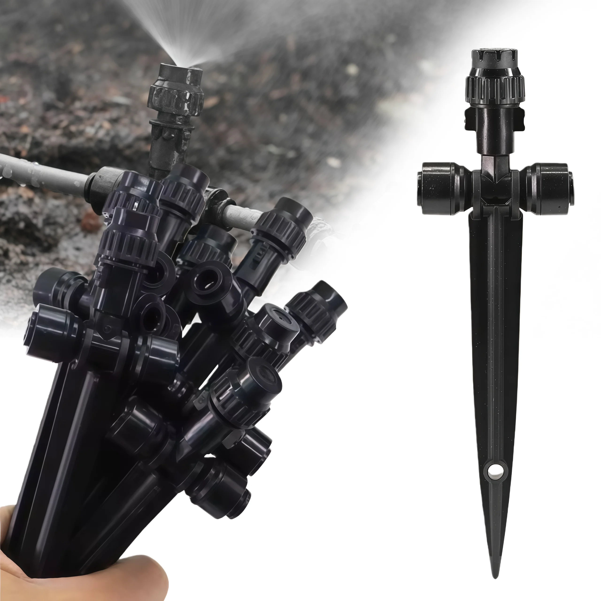 180° Bend Adjustable 8-holes Drippers Garden Irrigation Watering Supplies with Stake Quick Insert Slip Lock Sprinklers Sprayer