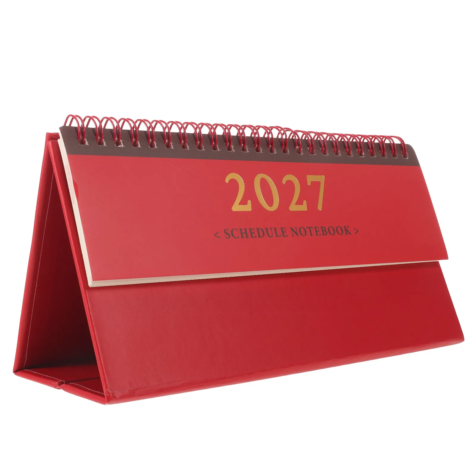 Small Red Flip Standing Desk Calendar 2026-2027 Foldable Mini Monthly Planner Office Desktop Calendar 2027 Organizer