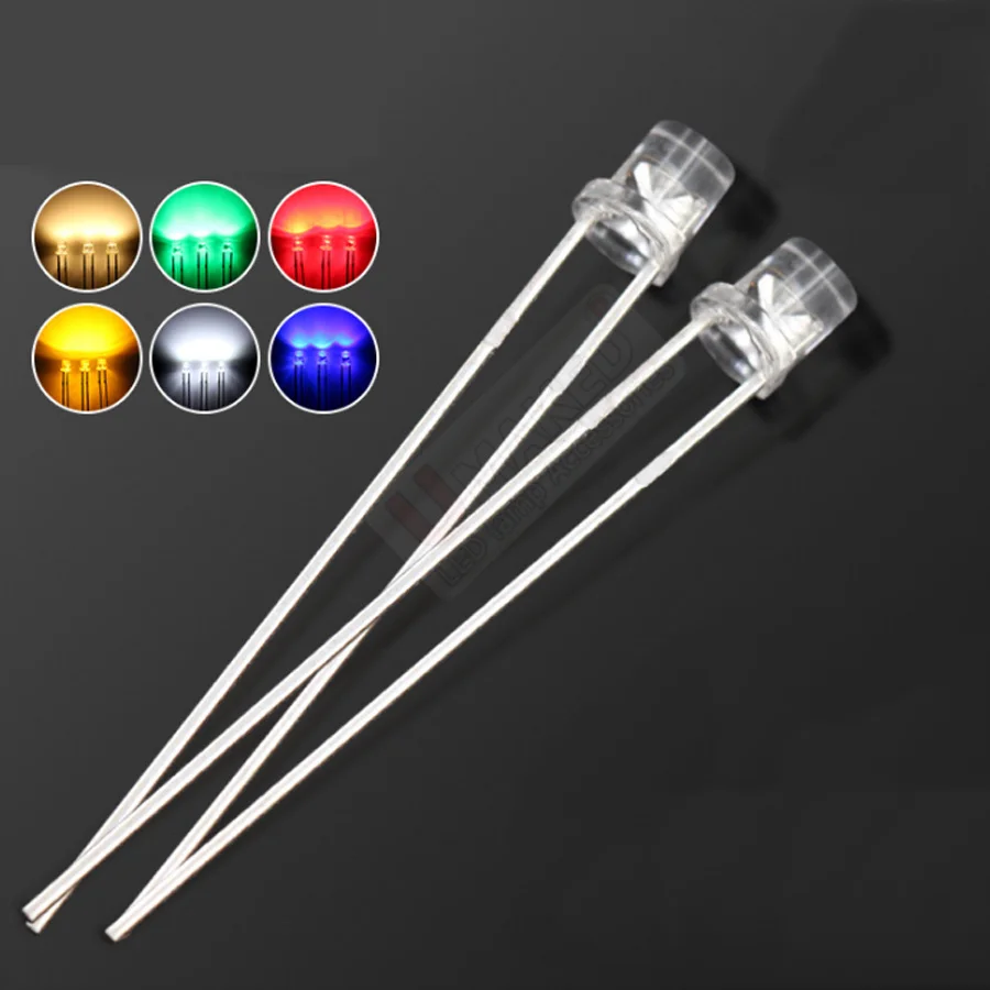 1000Pcs 3Mm Clear Led Flat Top Lampen Diodes Chip, lange Been Licht Kralen F3 Led Emitting Diodes Ww/W/R/G/B/Y Verlichting diy Lamp