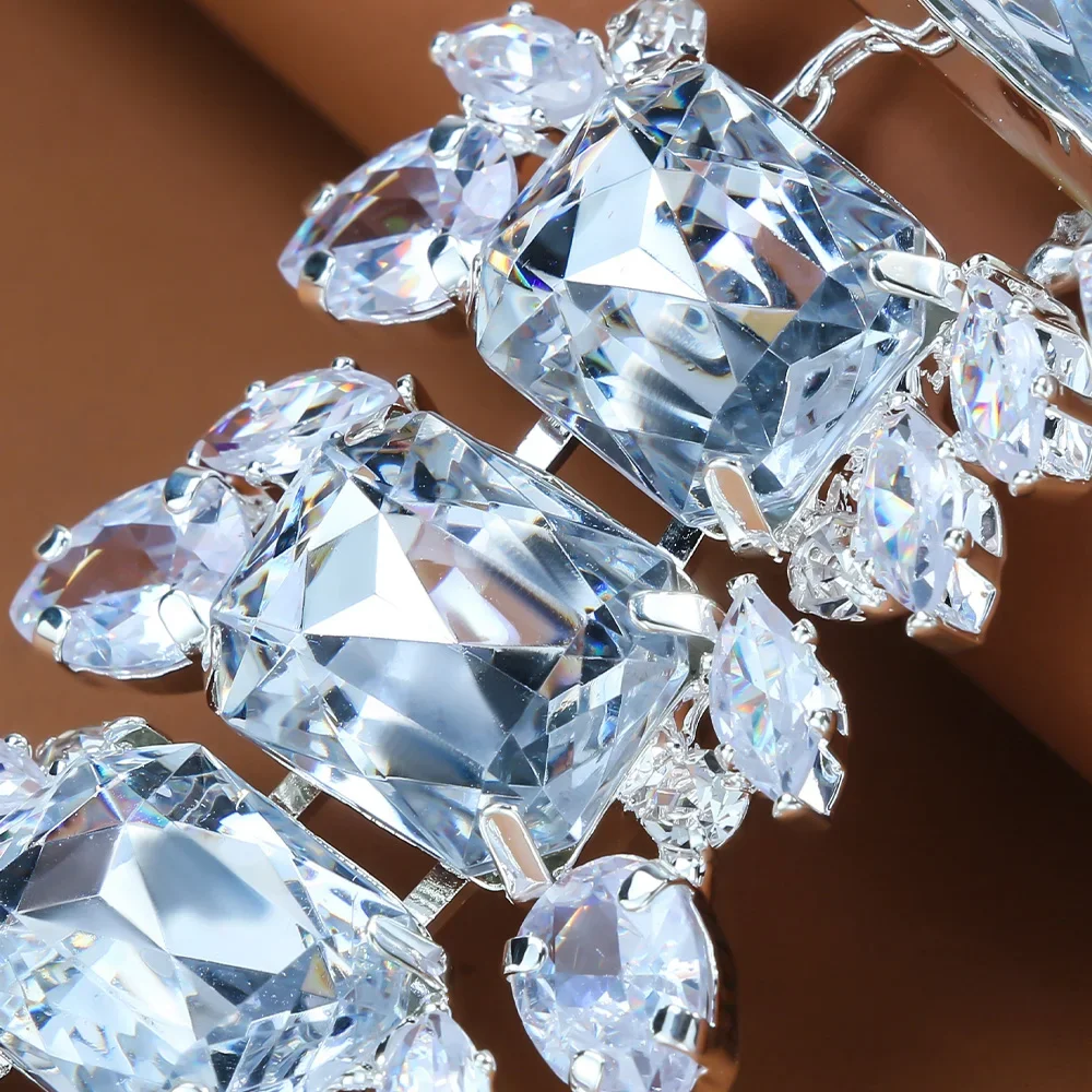 Stonefans Bride Crystal Necklace Earrings Set Bridesmaid Wedding Jewellry Two Pieces Choker Necklace Prom Costume Jewelry Sets