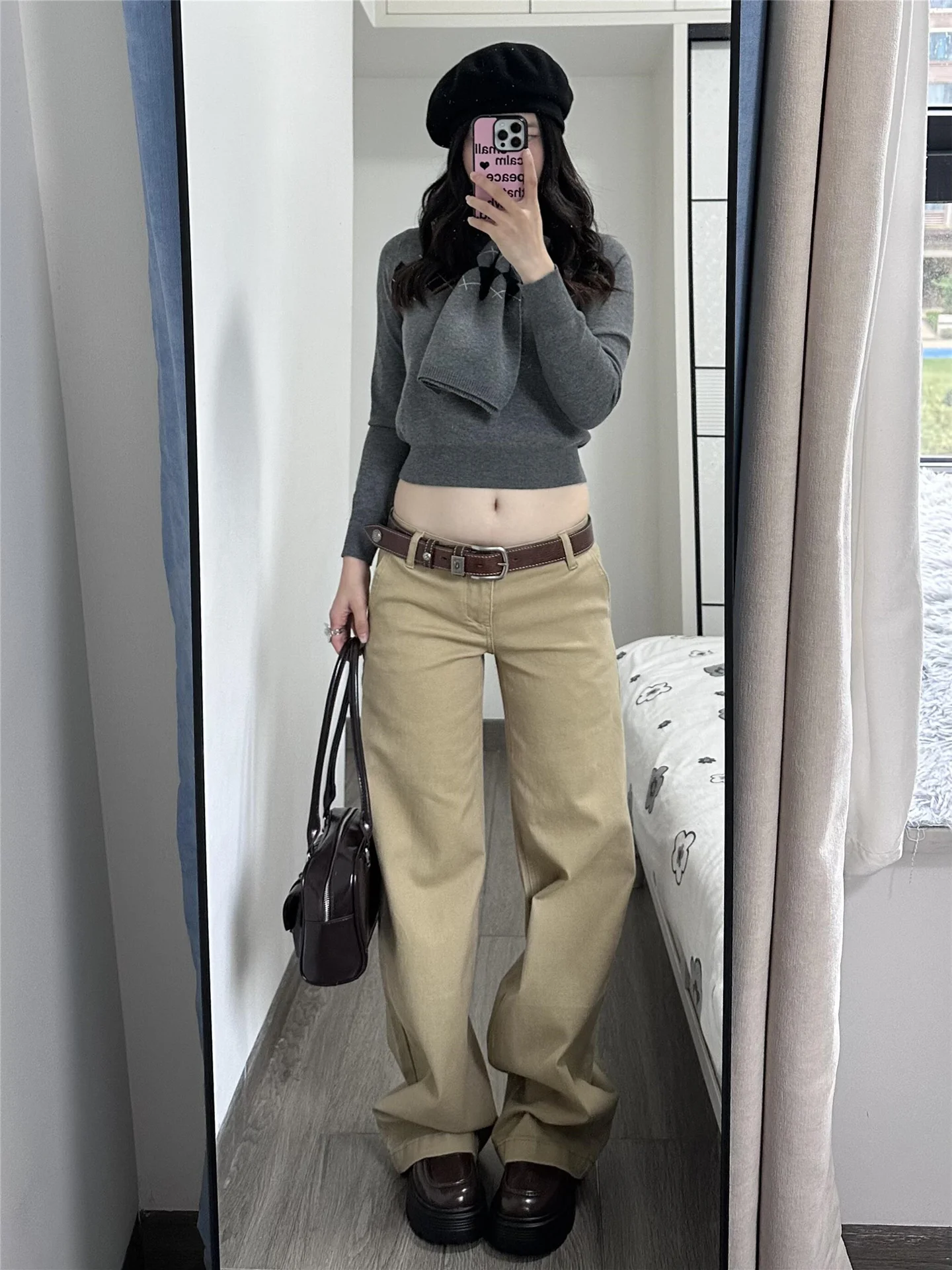 

Женские джинсы прямого кроя с низкой посадкой в стиле ретро, цвета хаки, свободные, с драпировкой, повседневные, широкие брюки, весенний сезон, хлопковый деним