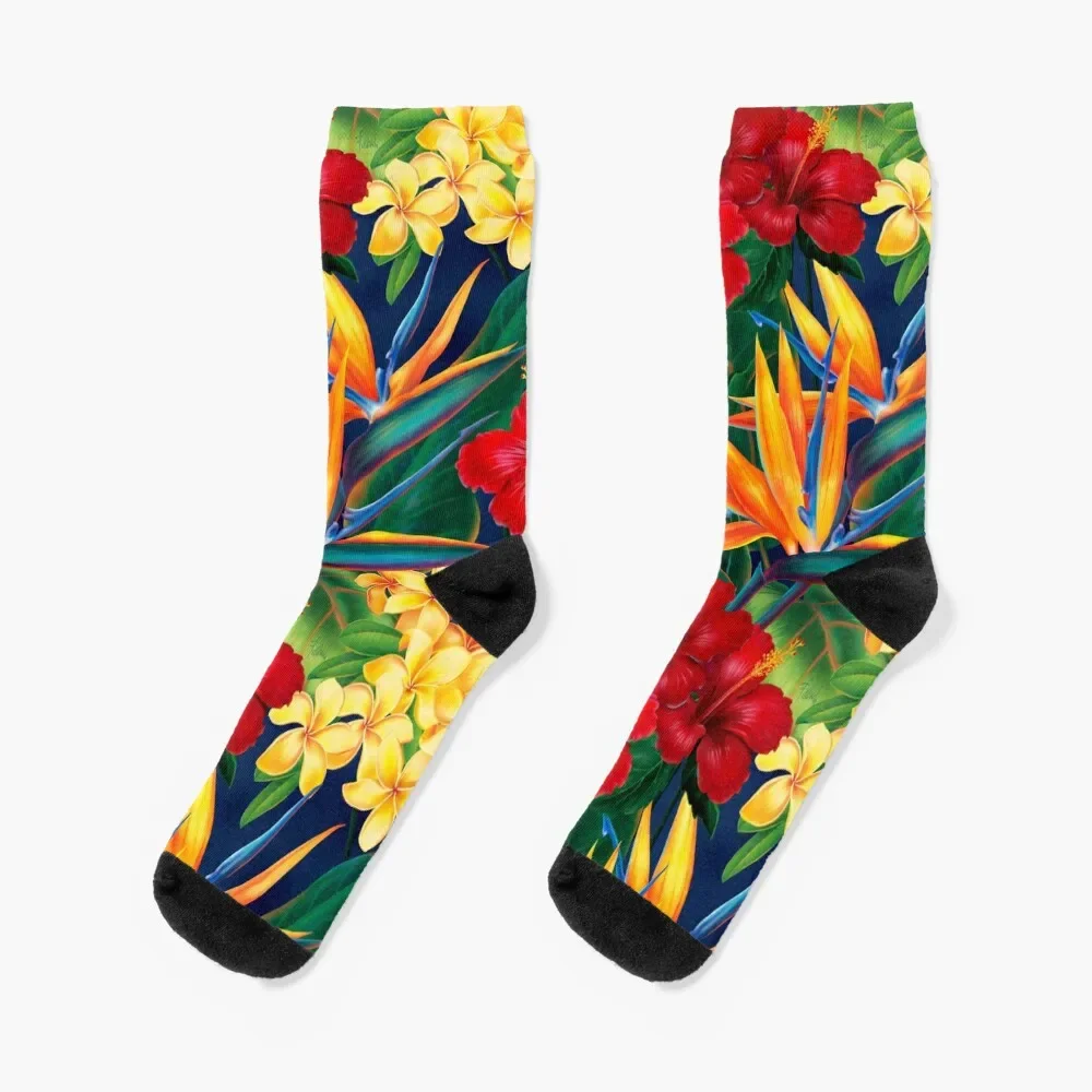 

Tropical Paradise Hawaiian Birds of Paradise Illustration Socks short Heating sock loose Socks Girl Men's