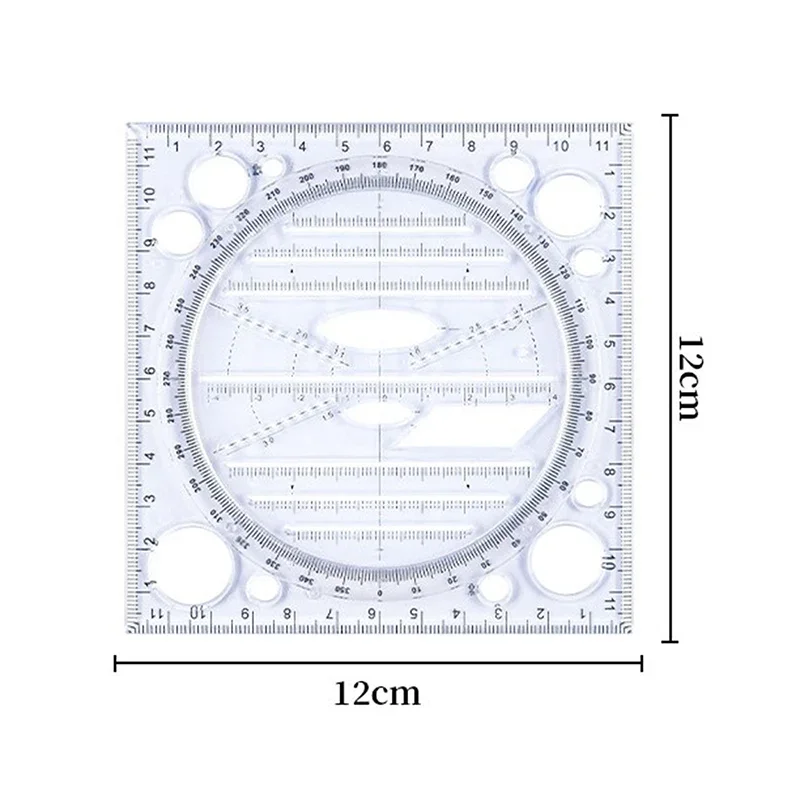 

Multifunctional Drawing Ruler 360 Degree Angle and Circle Drawing Stencil Geometric Drawing Template Measuring Ruler