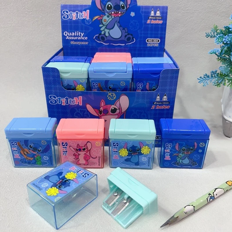 Temperamatite Disney Kawaii Stitch a doppio foro per studenti Temperamatite carino Lilo Temperamatite per bambini Cancelleria