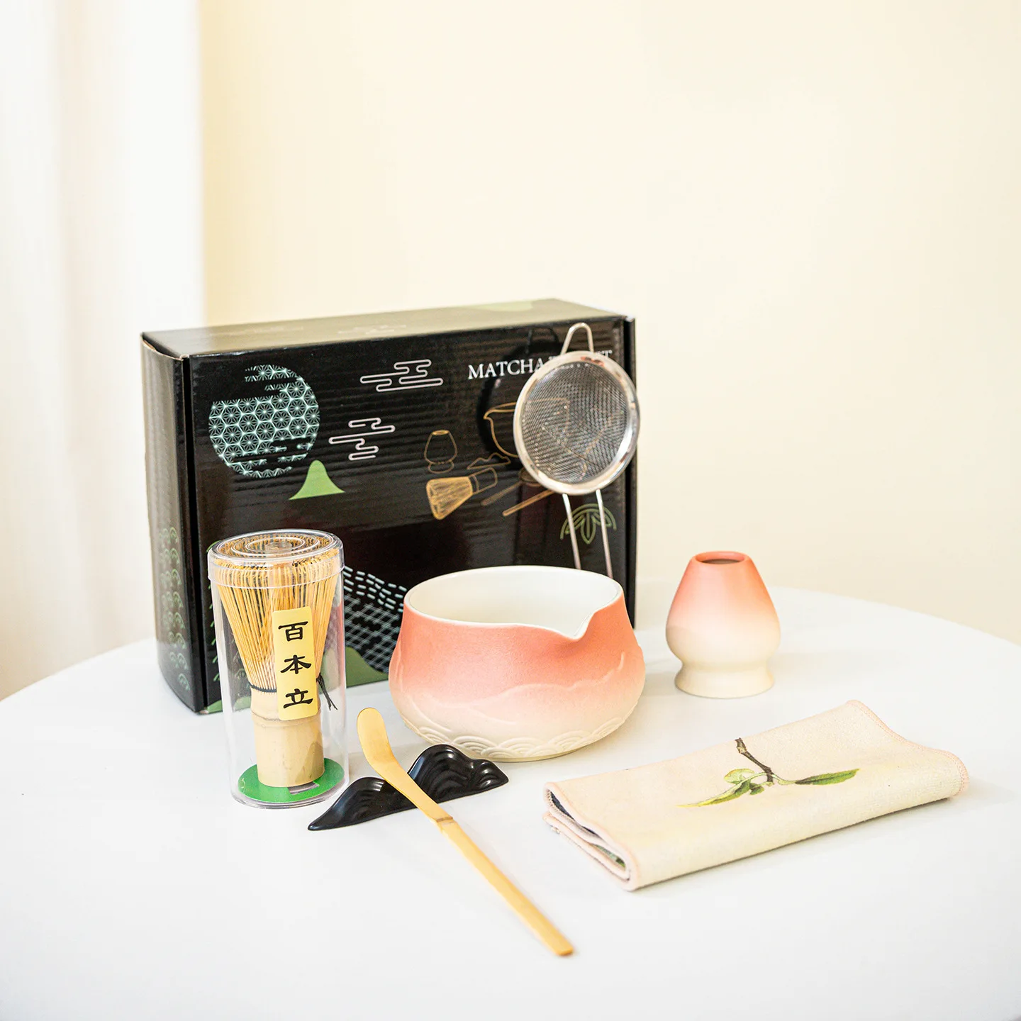 

Matcha Set Complete Kit With Blow/ Matcha Whisk/Bamboo Spoons Japanese Pink Ceramic Matcha Latte Making Tool Accessories Set