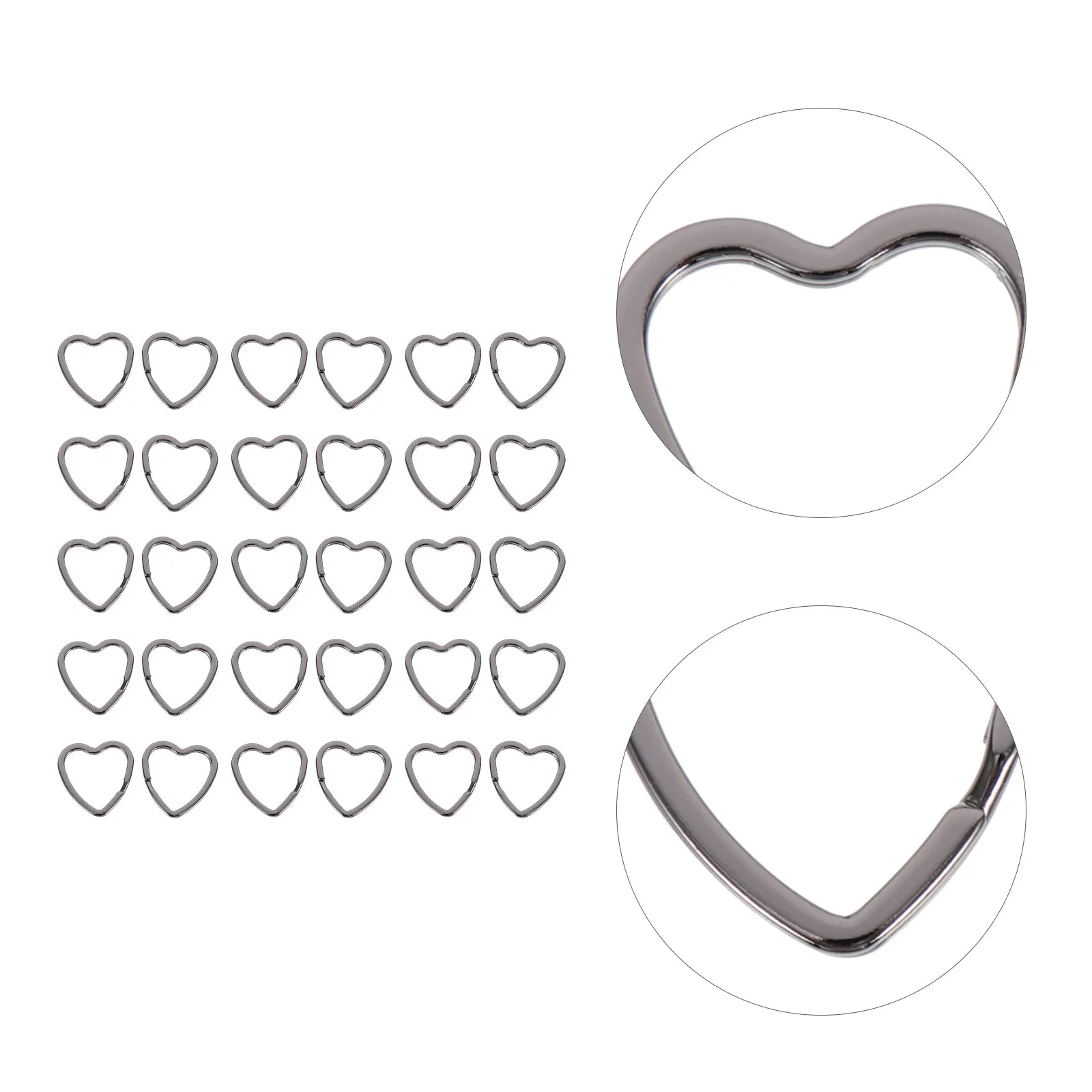 

30pcs Heart Shape Key Rings Durable Iron Split Rings Portable Silver Vintage Lanyards for DIY Jewelry Accessories