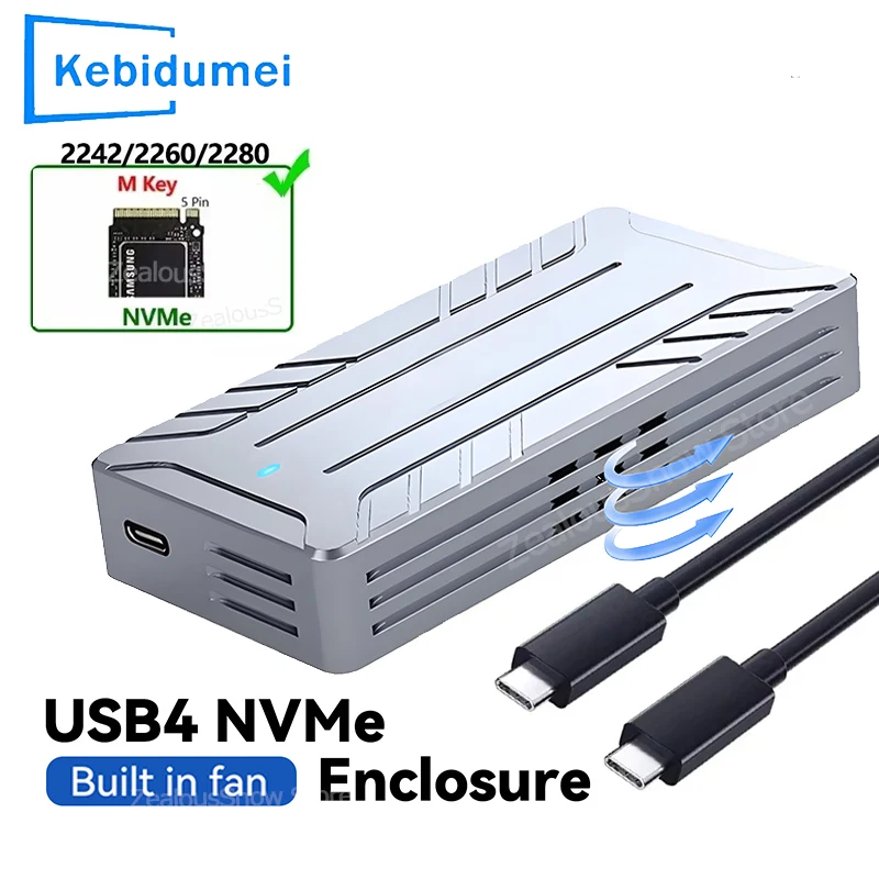 

Корпус M.2 NVMe SSD 40 Гбит/с, адаптер M.2 к USB 4.0 для M.2 NVME с охлаждающим вентилятором, внешний корпус SSD, совместимый с USB 3.2/3.1
