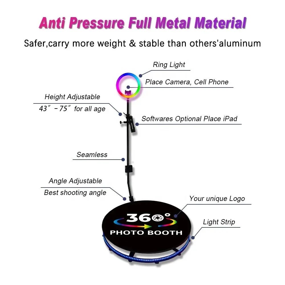 Oux رائجة البيع 360 كشك تصوير قابل للنفخ خلفية الدعائم كشك تصوير 360 115 سنتيمتر مع حامل دوار لحفلات الزفاف الاجتماعية #2
