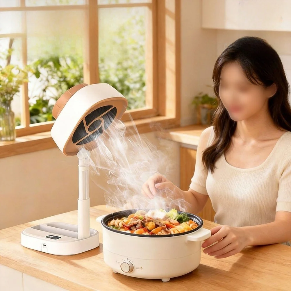 Portable Folding Range Hood for Indoor Use with USB Direct Option 5 Adjustable Fan Speeds and Grease Capture Filter