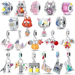925 Silver Plated Charms Eiffel Tower Arc de Triomphe Fit Original Bracelet Making Jewelry Gift