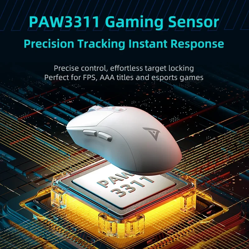 

TAIDU TSG809 Wireless Ergonomic Mouse 3-Mode PAW3311 White Magnetic Cover With Adjustable DPI For PC Laptop Gaming Mouse RGB