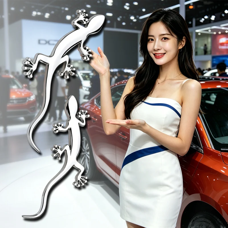 Car Personalization Stickers Accessories All The Way Protection 3D Gecko Car Styling Metal Sticker Chrome Gecko Badge Emblem