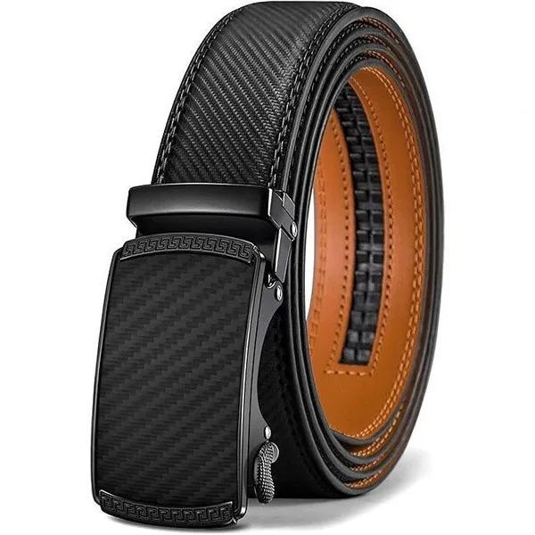2026 Men's Automatic Buckle Carbon Fiber Pattern Belt Business and Leisure Versatile Waist Straps Trendy Alloy Buckle Waistband - view 5