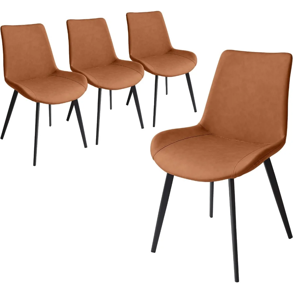 

Dining Chairs Set of 4, Modern Kitchen & Dining Room Chairs, Upholstered Faux Leather Cushion Seat and Sturdy Metal Legs