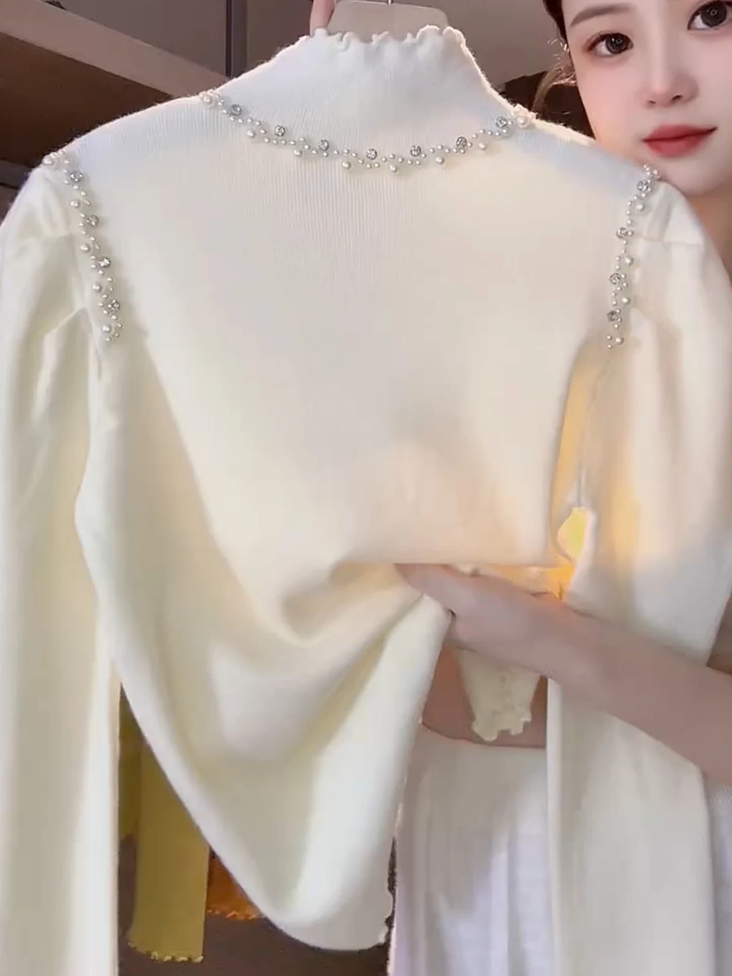 

Sli Long Sve Knitted Sweater Trendy Inner Wear Top Beautiful Faionable Autumn Winter Camere Color Commute Sle