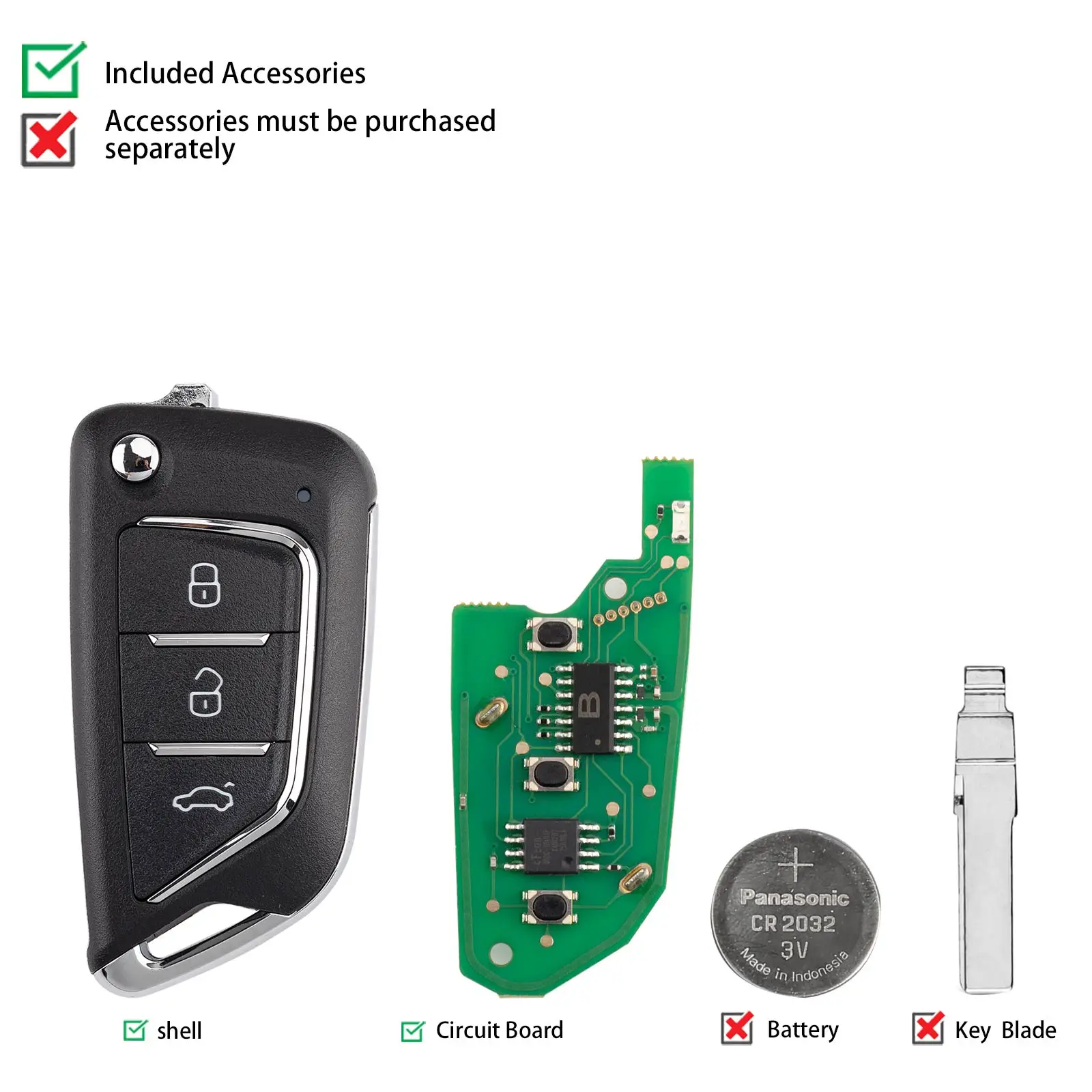 KEYDIY KD B21-3 Universal Flip Remote Key Knife 3 Buttons Compatible with Cadillac Type