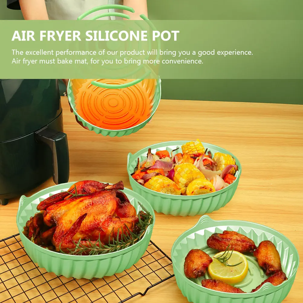 Forma de Silicone Redonda para Air Fryer, Reutilizável, Antiaderente, Tapete de Silicone para Forno, Utensílio de Cozinha