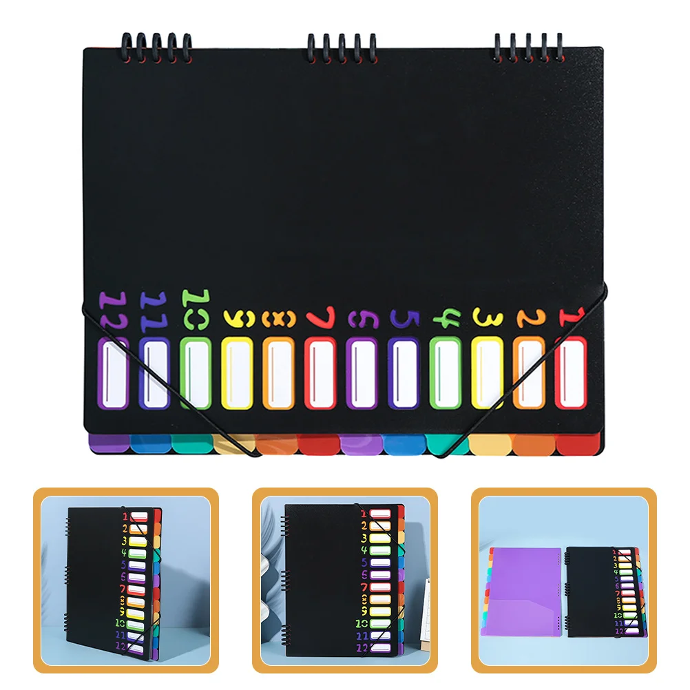 12 Layers A4 File Folder Organizer Spiral Bound Document Folder Color-Coded Tabs For Office Compartment