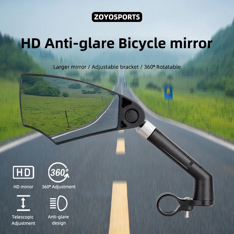 ZOYOSPORTS Wide-Range Bicycle Rearview Mirror Universal 360 degree Adjustable Mirror For MTB Road Bike Motorcycle Scooter Safety