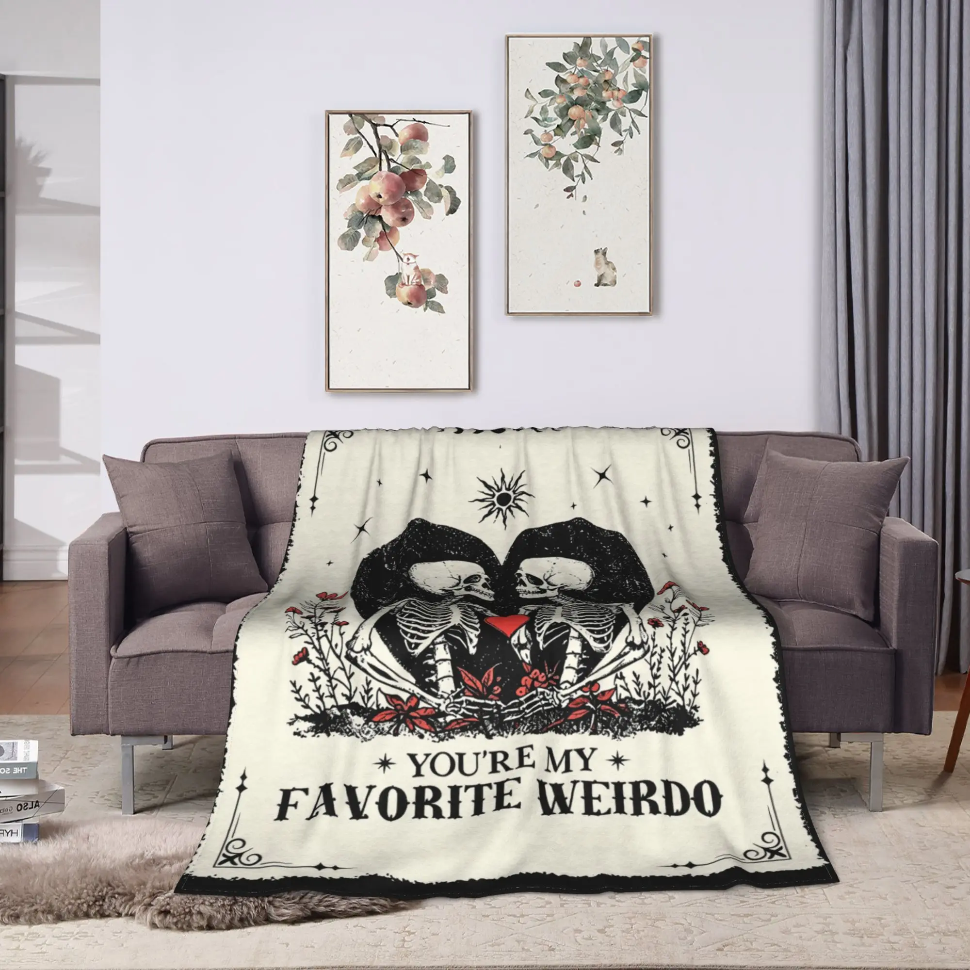 Introvert Skeleton Halloween Blanket  Soft Street Trend Plush Throw Blanket Girls Boys Couch Chair Flannel Bedspread Bed Cover