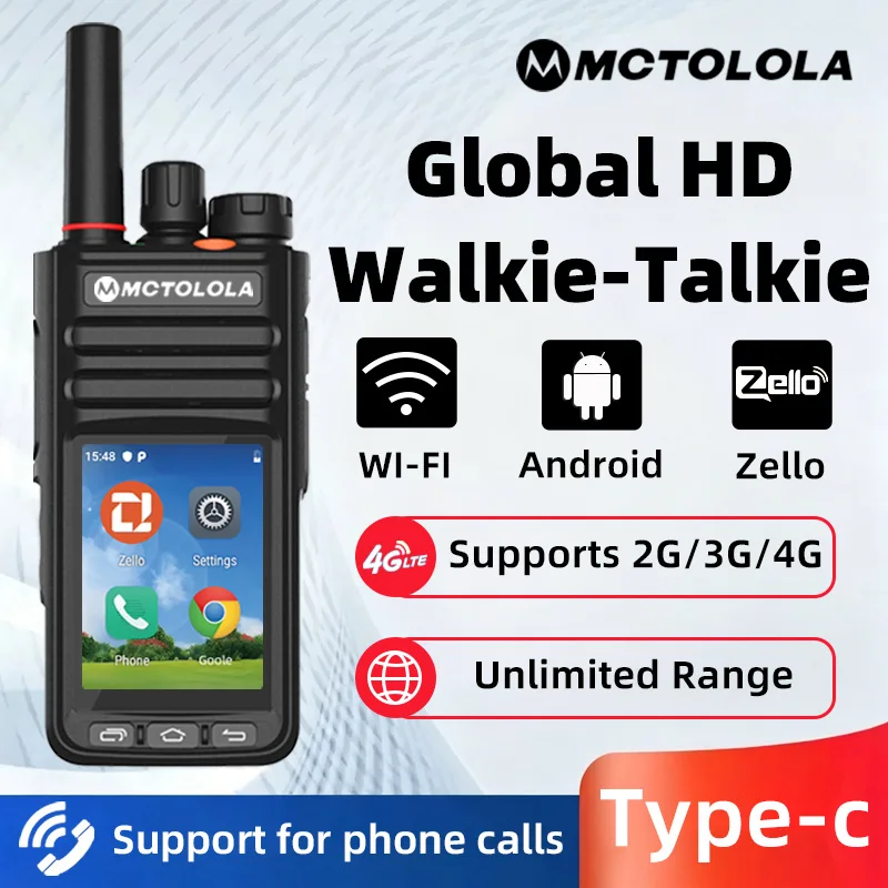 MOTOLOLA 2G 3G 4G POC Talkie-Walkie Intelligent Zello Android 9.0 Tactile PTT WIFI Bluetooth Portable POC Couverture Mondiale 80