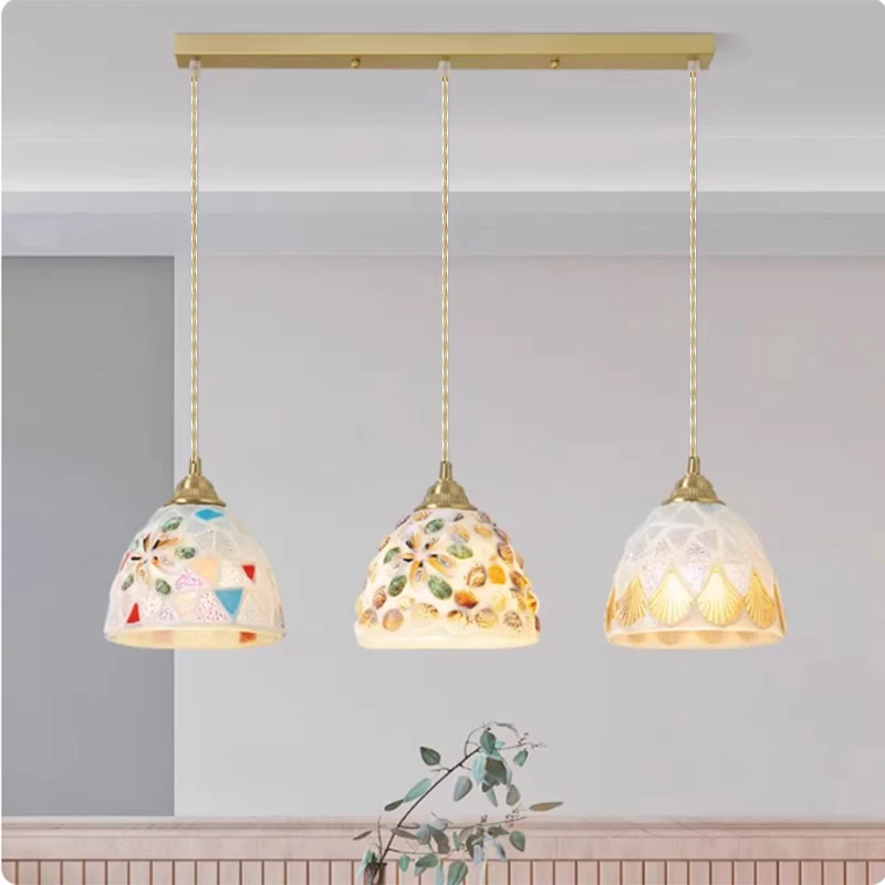 

Glass Ceiling Chandelier Creative Sea Shell Lampshade Bedroom Bedside Hanging Lamp Interior Decoration Lighting Pendant Lights