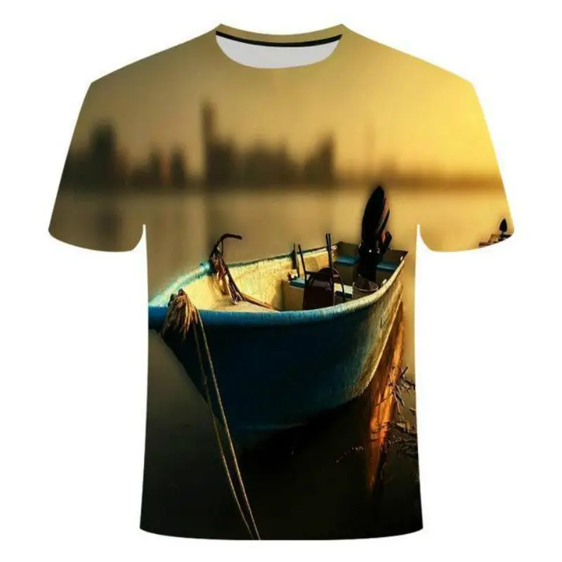 2023 Summer New Popular Men's T-shirt 3D Digital Printing Outdoor Casual Loose Round Neck Short Sleeve Fishing Polyester Tops