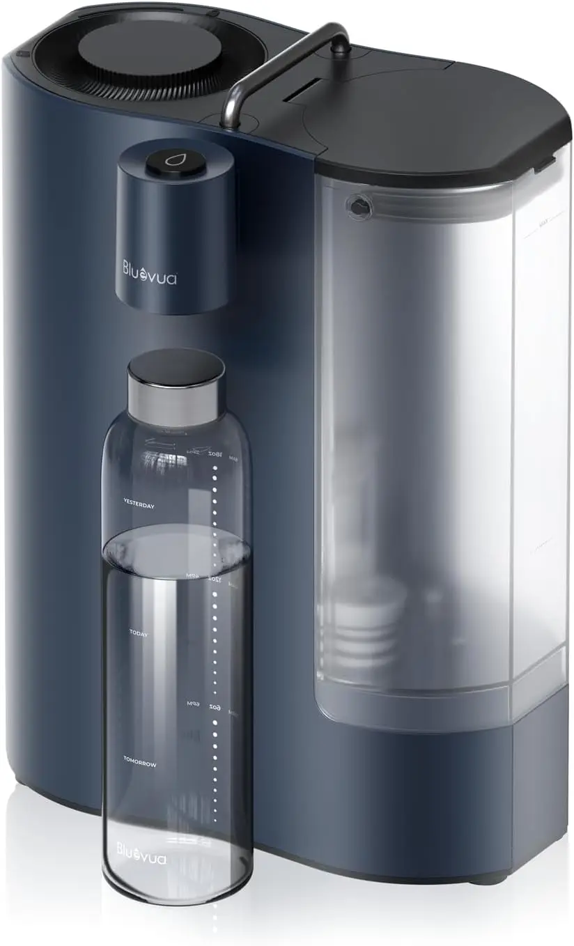 Reverse Osmosis System Countertop Water Filter, Compact 6-Stage Filtration with UV, Includes Glass Bottle, Portable Water