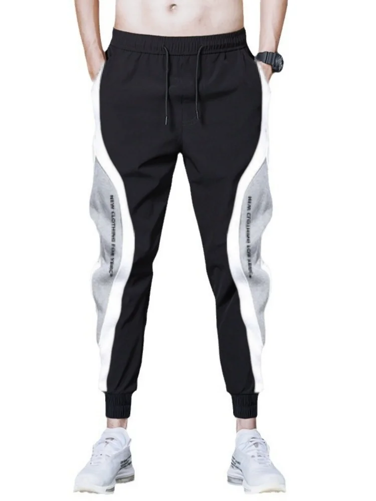 

2025 new autumn men's loose casual pants men's patch nine point sports elastic rope breathable lace up pants