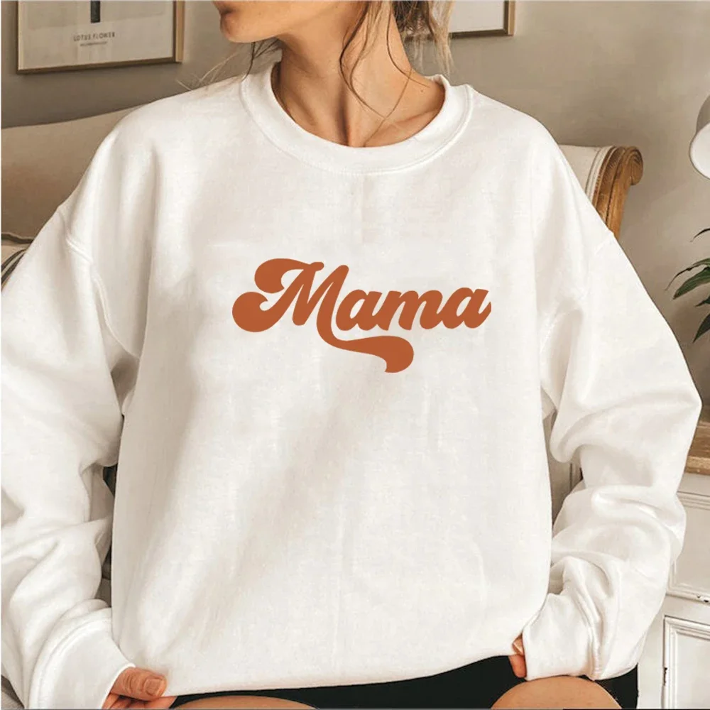 Mama Sweatshirt Retro Mom Hoodie Mama Crewneck Pullover Women Long Sleeve Sweatshirts Mothers Day Gift New Mom Gifts Casual Tops