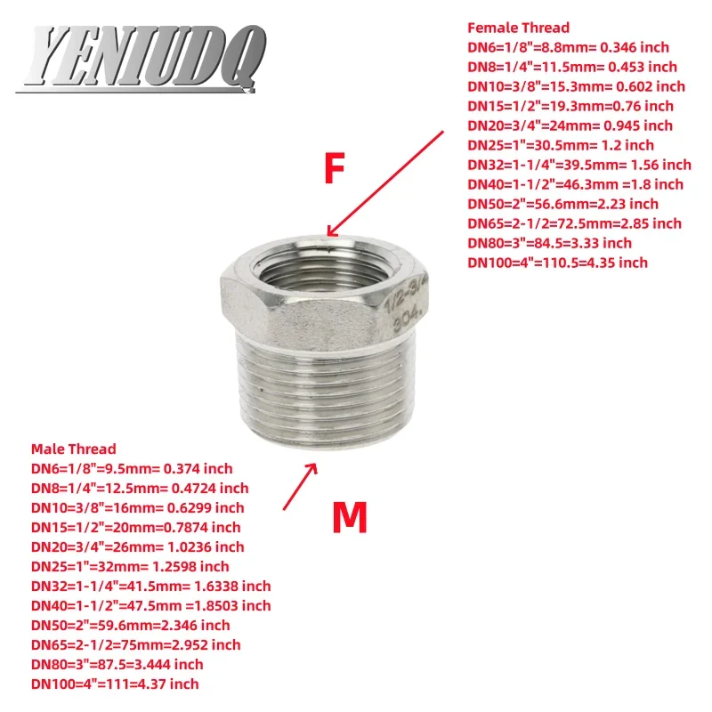 Tonifying Heart Reducer Bushing Male x Female 1/8\