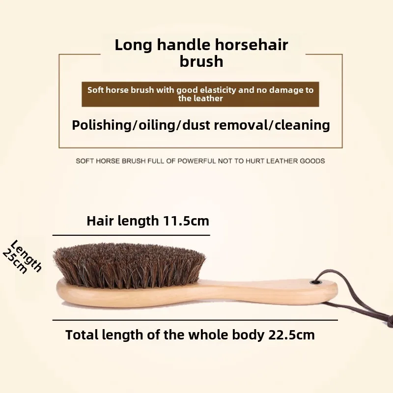 Hanging Handle Horse Hair Shoe Brush Soft Bristle for Leather Cleaning Polishing