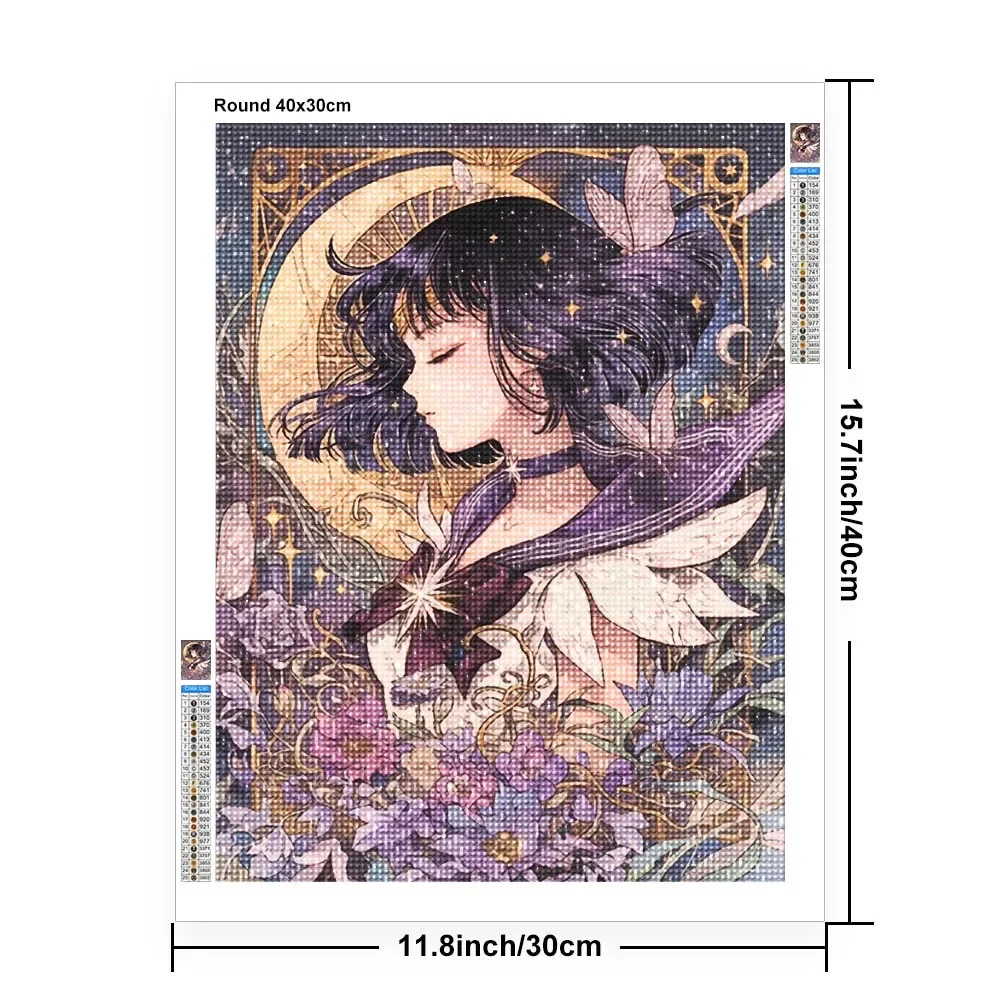 Cartoon Anime Diamond Painting Beauty Moon Girl Warrior Sticking Diamond Embroidery Handmade DIY Mosaic Home Decoration Gift